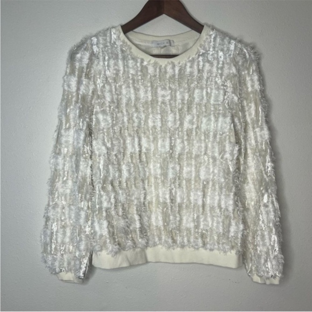 Anthropologie Eri + Ali Fuzzy Sweater Off White